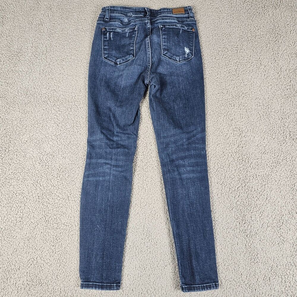 Judy Blue Jeans Womens 7/28 Skinny Fit Stretch Tummy Control Distress Dark Wash - Picture 3 of 15